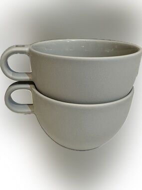 NESPRESSO SET OF 2 BARISTA MED CAPPUCCINO CUPS MUGS GRAY LOGO BOXED BIG-GAME